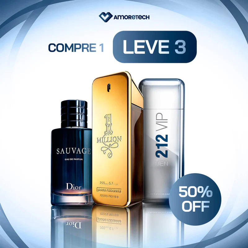 ✔️ KIT LEGÍTIMO [PAGUE1LEVE3]  🧴 - Kit 3 Perfumes Masculino - 1 Million Paco , Sauvage Dior e 212 VIP Men Herrera (100ml cada) 🧴 + FRETE GRÁTIS 🚚